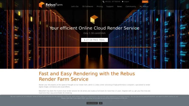 Homepage of RebusFarm