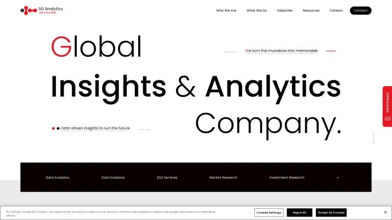 Homepage of SG Analytics