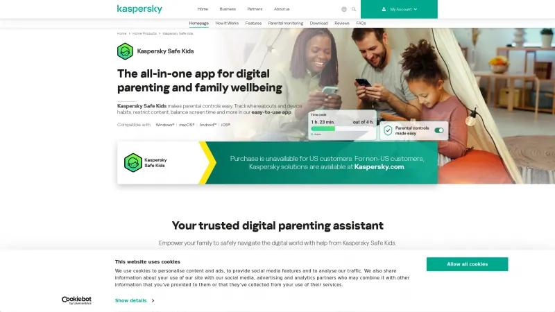 Homepage of Kaspersky Safe Kids