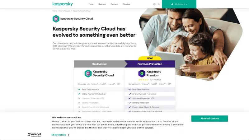 Homepage of Kaspersky Security Cloud