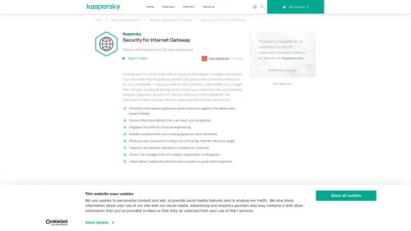 Kaspersky Internet Gateway Security: Advanced Multi-Layered Protection for Businesses Against Web Threats Homepage of Kaspersky Security for Internet Gateway