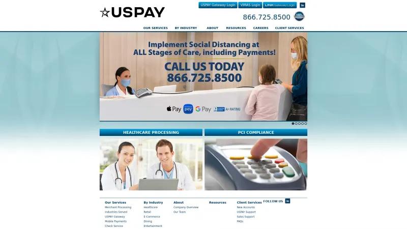 Homepage of USPAY Gateway