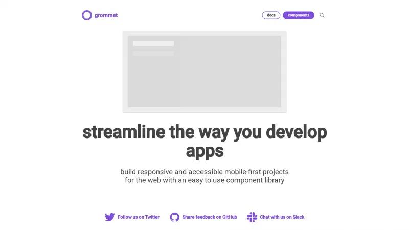 Homepage of Grommet