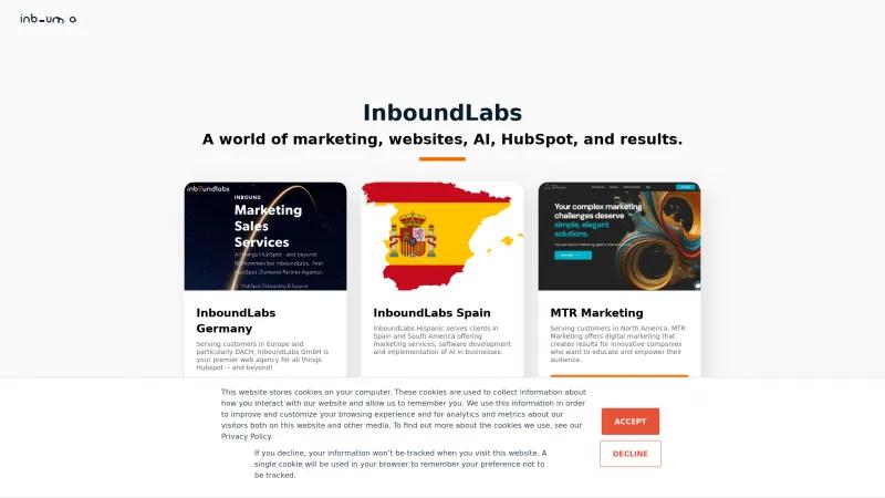 Homepage of InboundLabs