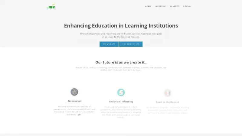 Homepage of JBS School Management System