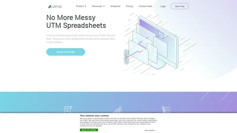 Homepage of UTM.io