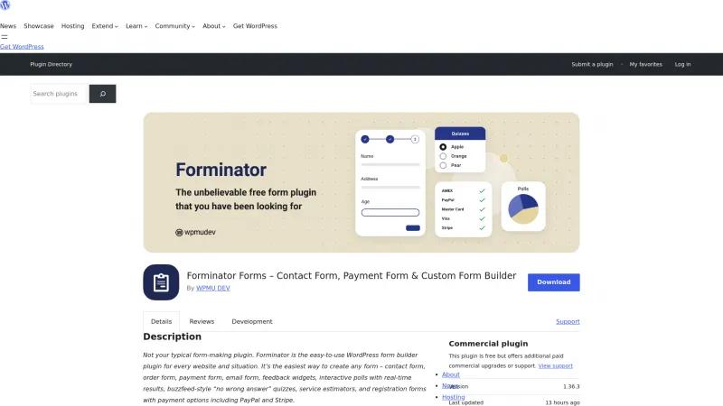 Homepage of Forminator