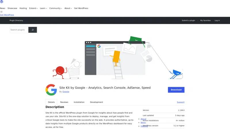 Homepage of Google Site Kit