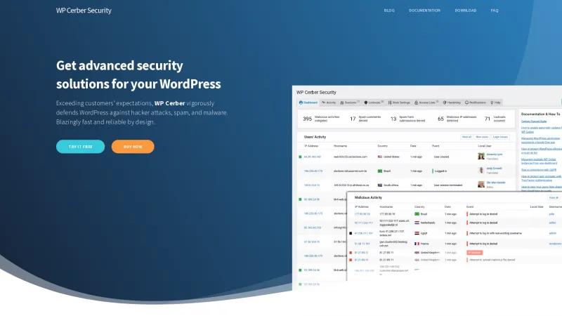 Homepage of Cerber Security