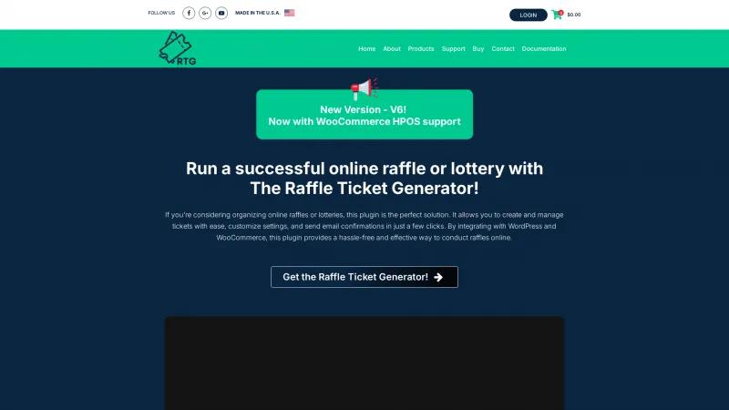 Homepage of Raffle Ticket Generator