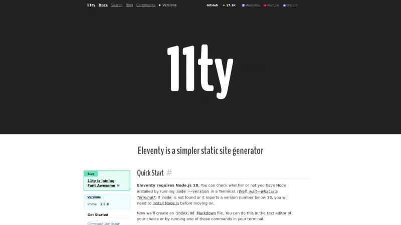 Homepage of Eleventy