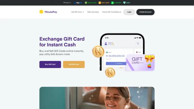 Homepage of 1MinutePay