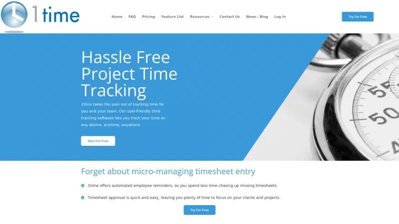 Homepage of 1time