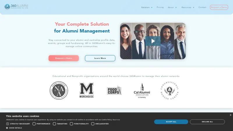 Homepage of 360Alumni