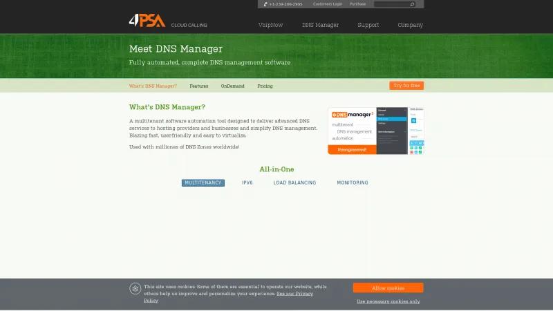 Homepage of DNS Manager