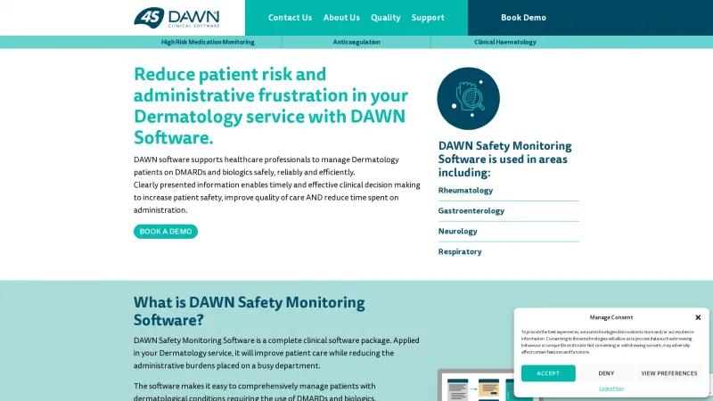 Homepage of DAWN Dermatology Software