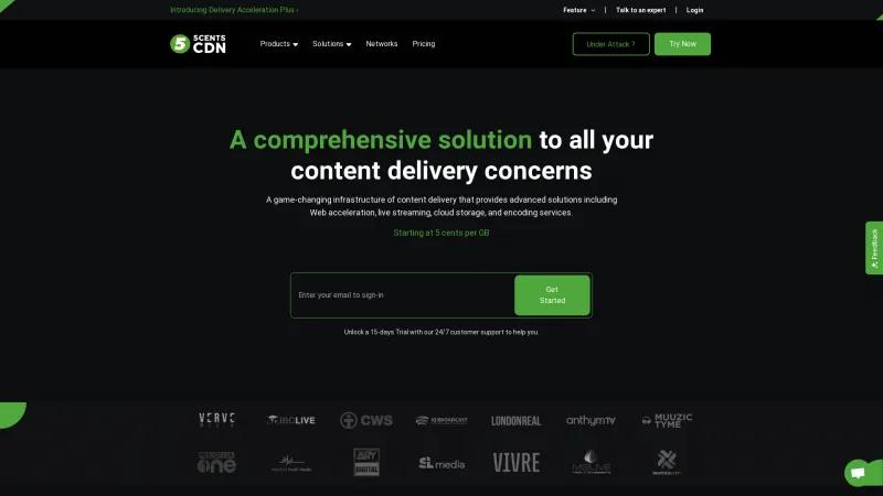 Homepage of 5centsCDN