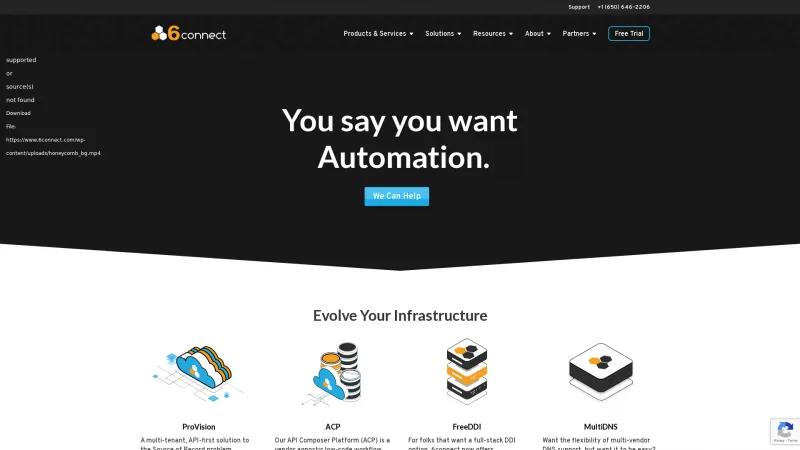 Homepage of 6connect