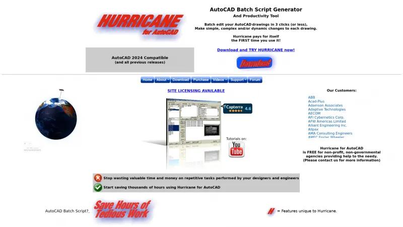 Homepage of Hurricane for AutoCAD