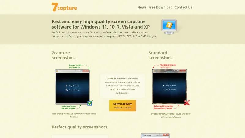 Homepage of 7capture