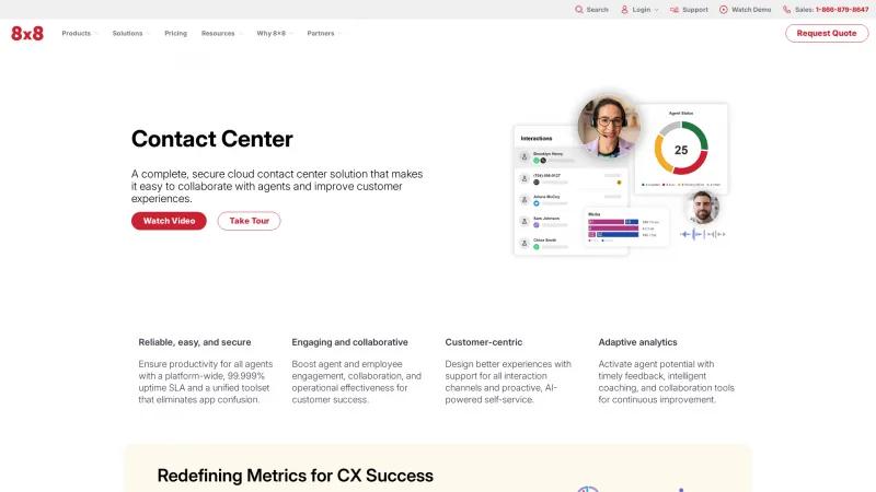 Homepage of 8x8 Contact Center