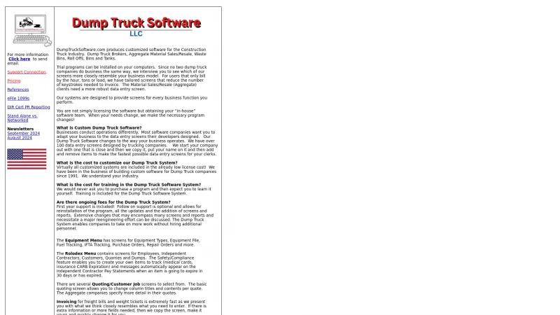 Homepage of Dump Truck System