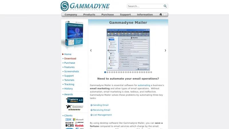 Homepage of Gammadyne Mailer