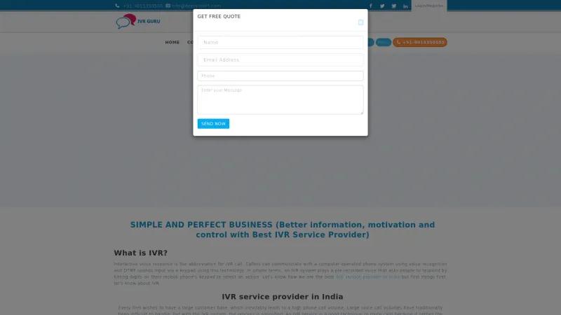 Homepage of IVR Guru Lead Management