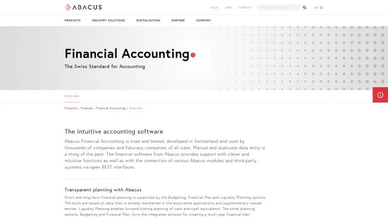 Homepage of Abacus Financial Accounting