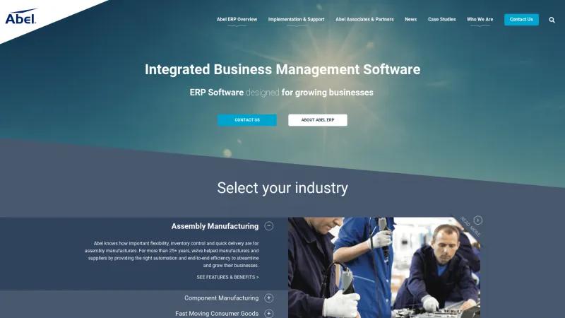 Homepage of Abel ERP