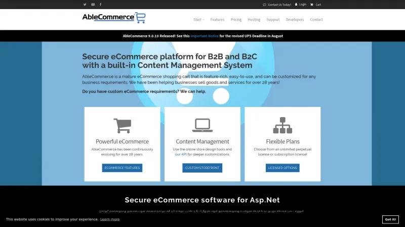 Homepage of AbleCommerce