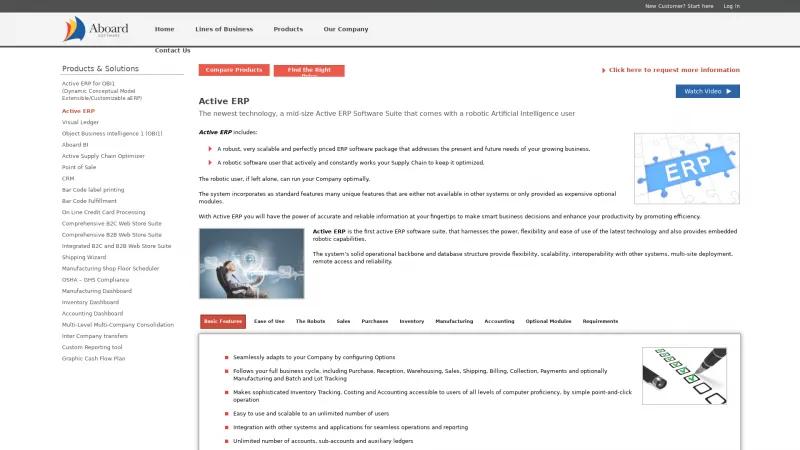 Homepage of Active ERP