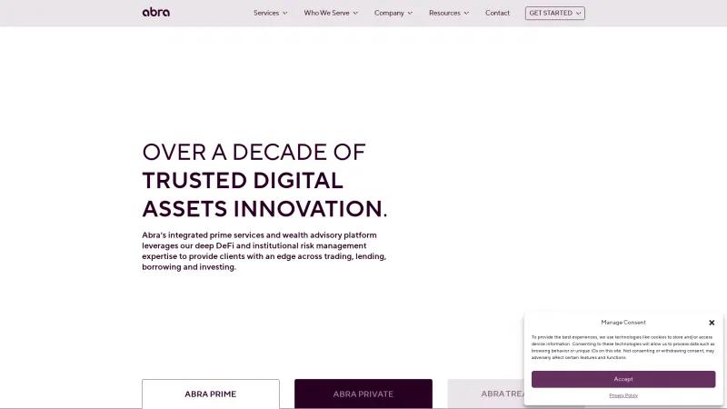 Homepage of Abra