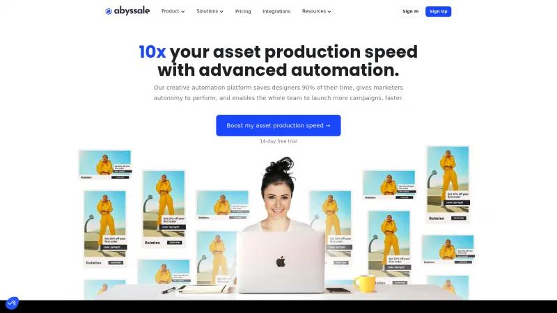 Homepage of Abyssale