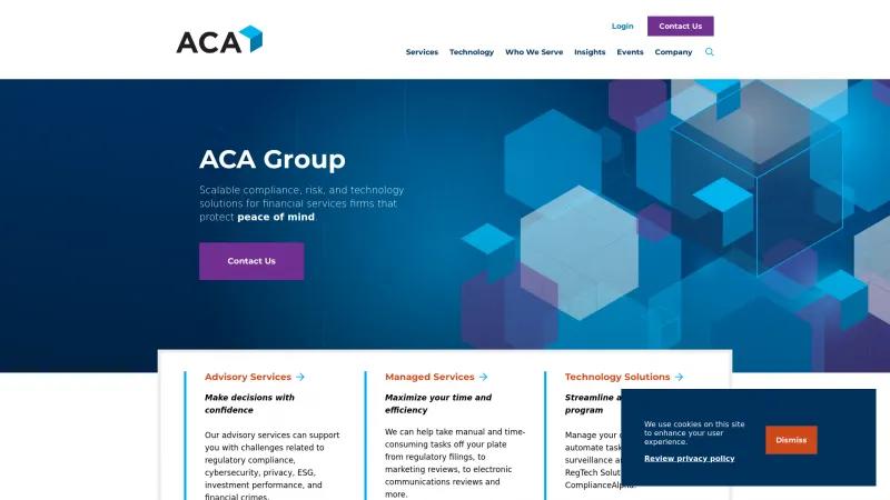 Homepage of ACA ComplianceAlpha