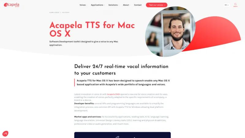 Homepage of Acapela TTS