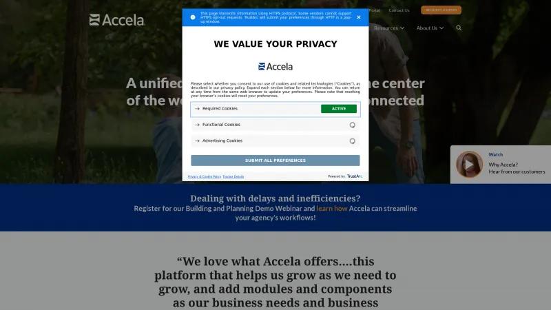 Homepage of Accela