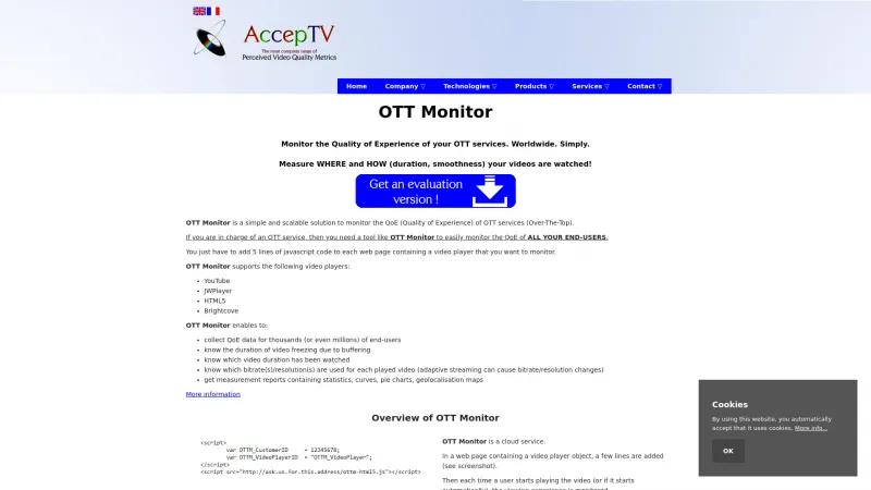 Homepage of OTT Monitor