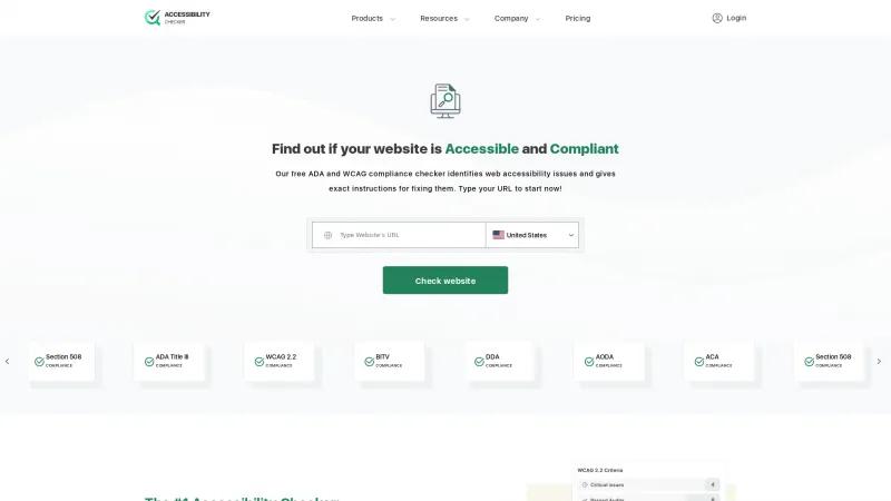 Homepage of Accessibility Checker