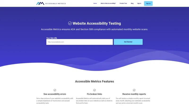 Homepage of Accessible Metrics