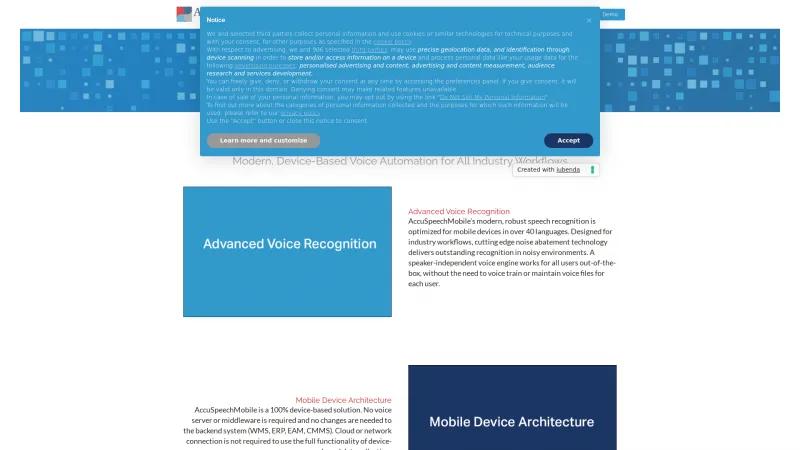 Homepage of AccuSpeechMobile