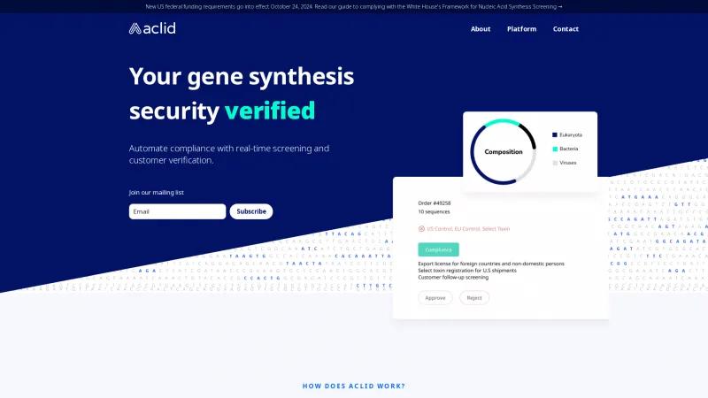 Homepage of Aclid