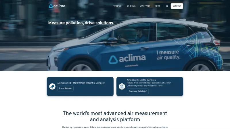 Homepage of Aclima