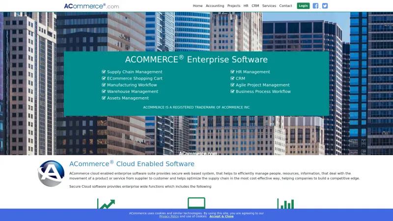 Homepage of ACommerce Enterprise