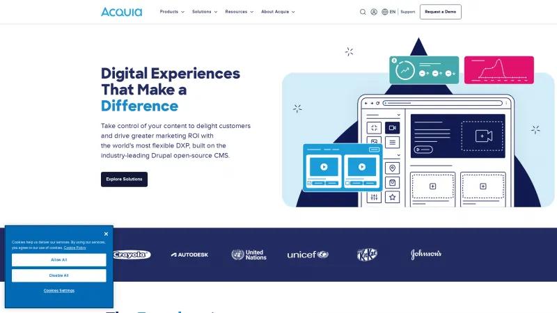 Homepage of Acquia