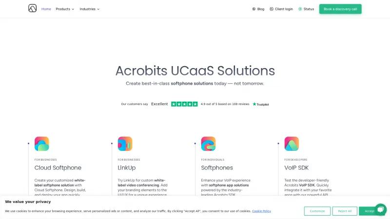 Homepage of Acrobits