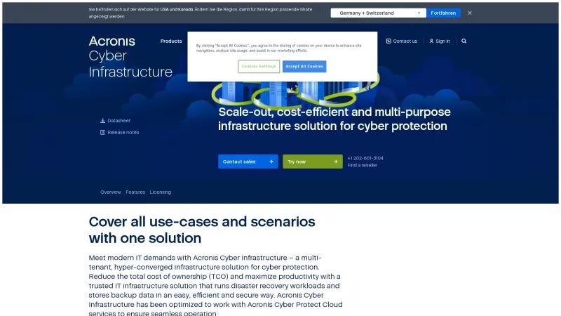 Homepage of Acronis Cyber Infrastructure