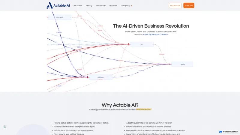 Homepage of Actable AI