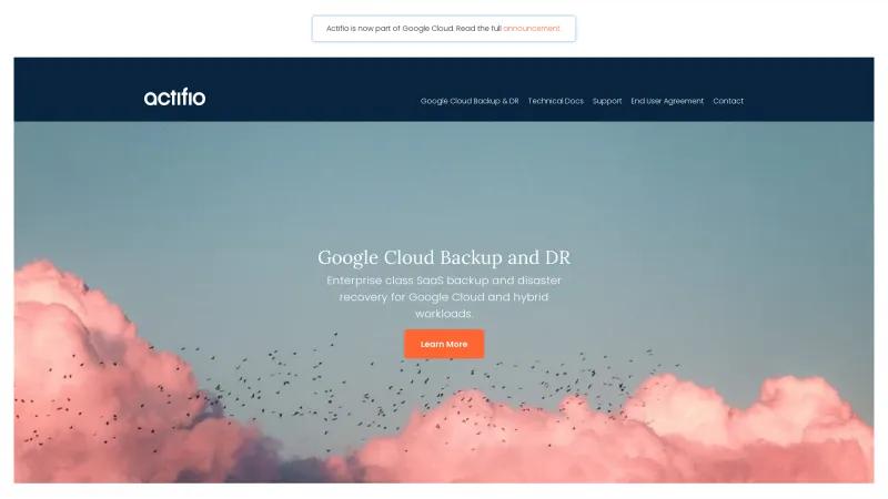 Homepage of Actifio