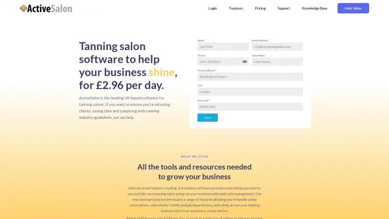 Homepage of ActiveSalon